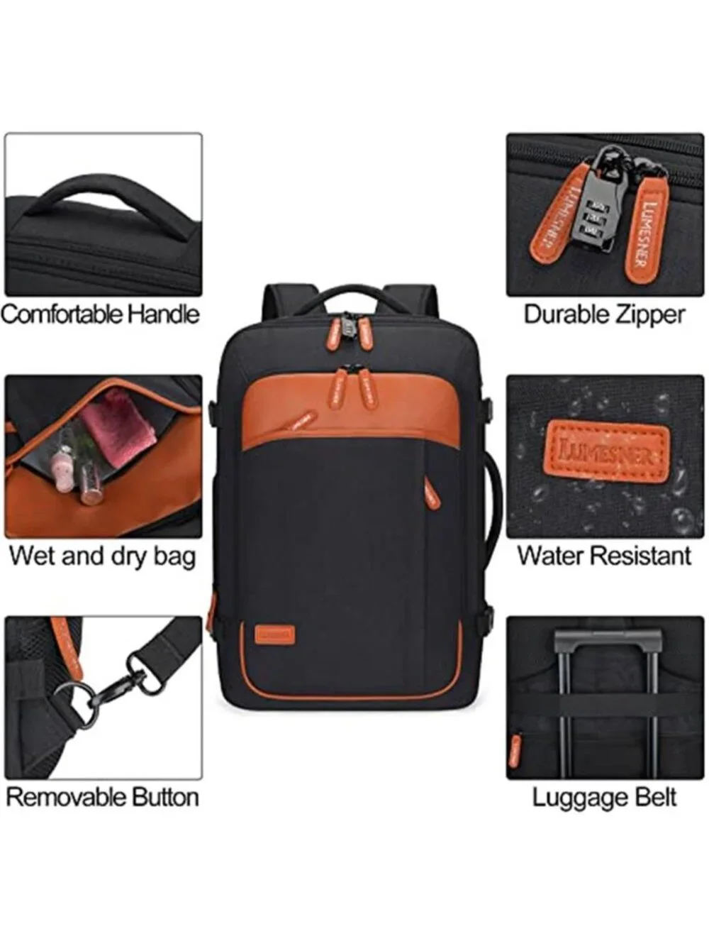Expandable Travel Backpack 40L Carry On Laptop Weekender With Packing Cubes